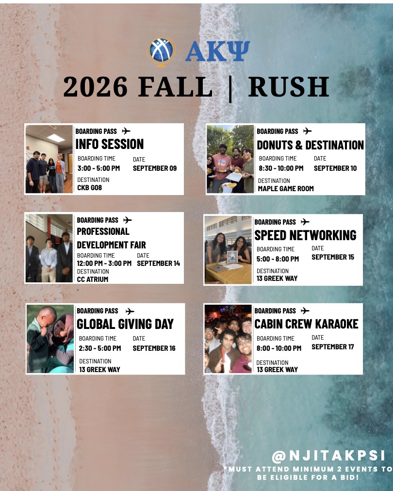 Fall 2026 rush calendar: six boarding-pass events from 9 to 17 September